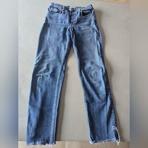 Re/done high rise ankle crop jeans